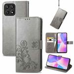 For Honor X30i Four-leaf Clasp Embossed Buckle Leather Phone Case(Grey)