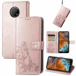 For Nokia G300 Four-leaf Clasp Embossed Buckle Leather Phone Case(Rose Gold)