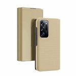 For OPPO Find N Plated Mirror Folding Flip Leather Phone Case with Holder(Gold)