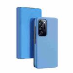 For OPPO Find N Plated Mirror Folding Flip Leather Phone Case with Holder(Blue)
