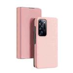 For OPPO Find N Plated Mirror Folding Flip Leather Phone Case with Holder(Rose Gold)