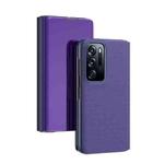 For OPPO Find N Plated Mirror Folding Flip Leather Phone Case with Holder(Purple Blue)