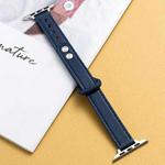 Microfiber Leather Double Buckle Watch Band for Apple Watch Series 8&7 41mm / SE 2&6&SE&5&4 40mm / 3&2&1 38mm (Dark Blue)