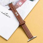 Microfiber Leather Double Buckle Watch Band for Apple Watch Ultra 49mm / Series 8&7 45mm / SE 2&6&SE&5&4 44mm / 3&2&1 42mm (Brown)