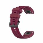 For Garmin Fenix 7S Pure Color Silicone Watch Band(Wine Red)