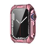 For Apple Watch Series 8 / 7 45mm Armor Diamond PC Toughened Film Integrated Protective Case(Pink)