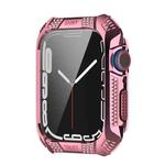 For Apple Watch Series 8 / 7 41mm Armor Diamond PC Toughened Film Integrated Protective Case(Pink)