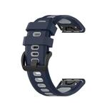 For Garmin Fenix 7 22mm Two-color Silicone Jack Watch Band(Blue Gray)