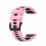 For Garmin Fenix 7 22mm Two-color Silicone Jack Watch Band(Pink Black)