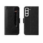 For Samsung Galaxy S21 5G Dual Buckle Card Wallet Calf Leather Phone Case(Black)