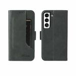 For Samsung Galaxy S21 5G Dual Buckle Card Wallet Calf Leather Phone Case(Green)