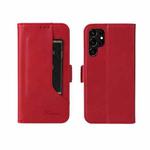 For Samsung Galaxy S22 Ultra 5G Dual Buckle Card Wallet Calf Leather Phone Case(Red)