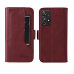 For Samsung Galaxy A72 5G / 4G Dual Buckle Card Wallet Calf Leather Phone Case(Wine Red)