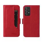 For Samsung Galaxy A72 5G / 4G Dual Buckle Card Wallet Calf Leather Phone Case(Red)