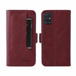For Samsung Galaxy A71 4G Dual Buckle Card Wallet Calf Leather Phone Case(Wine Red)