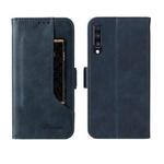 For Samsung Galaxy A70 Dual Buckle Card Wallet Calf Leather Phone Case(Blue)