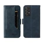 For Samsung Galaxy A52  5G / 4G Dual Buckle Card Wallet Calf Leather Phone Case(Blue)