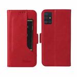 For Samsung Galaxy A51 4G Dual Buckle Card Wallet Calf Leather Phone Case(Red)