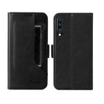 For Samsung Galaxy A50 Dual Buckle Card Wallet Calf Leather Phone Case(Black)