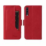 For Samsung Galaxy A50 Dual Buckle Card Wallet Calf Leather Phone Case(Red)