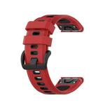 For Garmin Fenix 7S 20mm Two-color Silicone Jack Watch Band(Red Black)