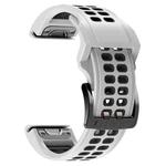 For Garmin Fenix 7X 26mm Two-Color Two-Hole Silicone Quick Release Watch Band(White Black)