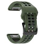 For Garmin Fenix 7X 26mm Two-Color Two-Hole Silicone Quick Release Watch Band(Army Green Black)