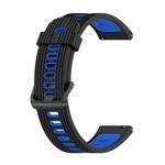 For Garmin Venu SQ 20mm Striped Mixed-Color Silicone Watch Band(Black+Blue)