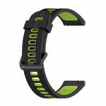 For Garmin Move Sport 20mm Striped Mixed-Color Silicone Watch Band(Black+Lime)