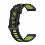 For Garmin Move 3 20mm Striped Mixed-Color Silicone Watch Band(Black+Lime)