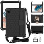 For Galaxy Tab A8 10.5 2021 X200/X205 Honeycomb EVA+PC Tablet Case with Strap(Black+Black)