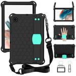 For Galaxy Tab A8 10.5 2021 X200/X205 Honeycomb EVA+PC Tablet Case with Strap(Black+Mint Green)