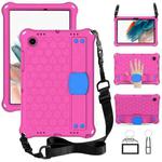 For Galaxy Tab A8 10.5 2021 X200/X205 Honeycomb EVA+PC Tablet Case with Strap(Rose Red+Blue)