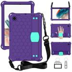 For Galaxy Tab A8 10.5 2021 X200/X205 Honeycomb EVA+PC Tablet Case with Strap(Purple+Mint Green)