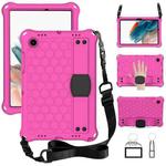 For Galaxy Tab A8 10.5 2021 X200/X205 Honeycomb EVA+PC Tablet Case with Strap(Rose Red+Black)