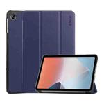 For OPPO Pad Air ENKAY Tri-fold Custer Texture Leather Smart Tablet Case(Dark Blue)