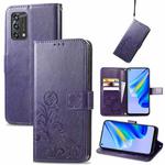 For OPPO A95 4G Four-leaf Clasp Embossed Buckle Leather Phone Case(Purple)