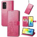 For vivo S10e Four-leaf Clasp Embossed Buckle Leather Phone Case(Magenta)