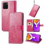 For vivo Y15S Four-leaf Clasp Embossed Buckle Leather Phone Case(Magenta)