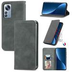 For Xiaomi 12 Pro Retro Skin Feel Magnetic Flip Leather Phone Case(Gray)