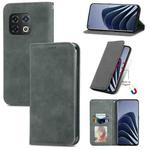 For OnePlus 10 Pro Retro Skin Feel Magnetic Horizontal Flip Leather Phone Case(Gray)