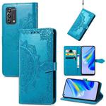 For OPPO A95 4G Mandala Flower Embossed Horizontal Flip Leather Phone Case(Blue)