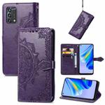 For OPPO A95 4G Mandala Flower Embossed Horizontal Flip Leather Phone Case(Purple)