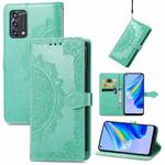 For OPPO A95 4G Mandala Flower Embossed Horizontal Flip Leather Phone Case(Green)