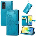 For vivo S10e Mandala Flower Embossed Horizontal Flip Leather Phone Case(Blue)