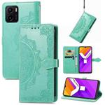 For vivo Y15S Mandala Flower Embossed Horizontal Flip Leather Phone Case(Green)