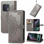 For OnePlus 10 Pro Mandala Flower Embossed Horizontal Flip Leather Phone Case(Grey)