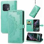 For OnePlus 10 Pro Mandala Flower Embossed Horizontal Flip Leather Phone Case(Green)