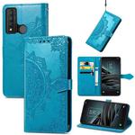 For TCL 20 XE Mandala Flower Embossed Horizontal Flip Leather Phone Case(Blue)