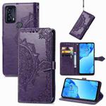 For TCL 20B Mandala Flower Embossed Horizontal Flip Leather Phone Case(Purple)